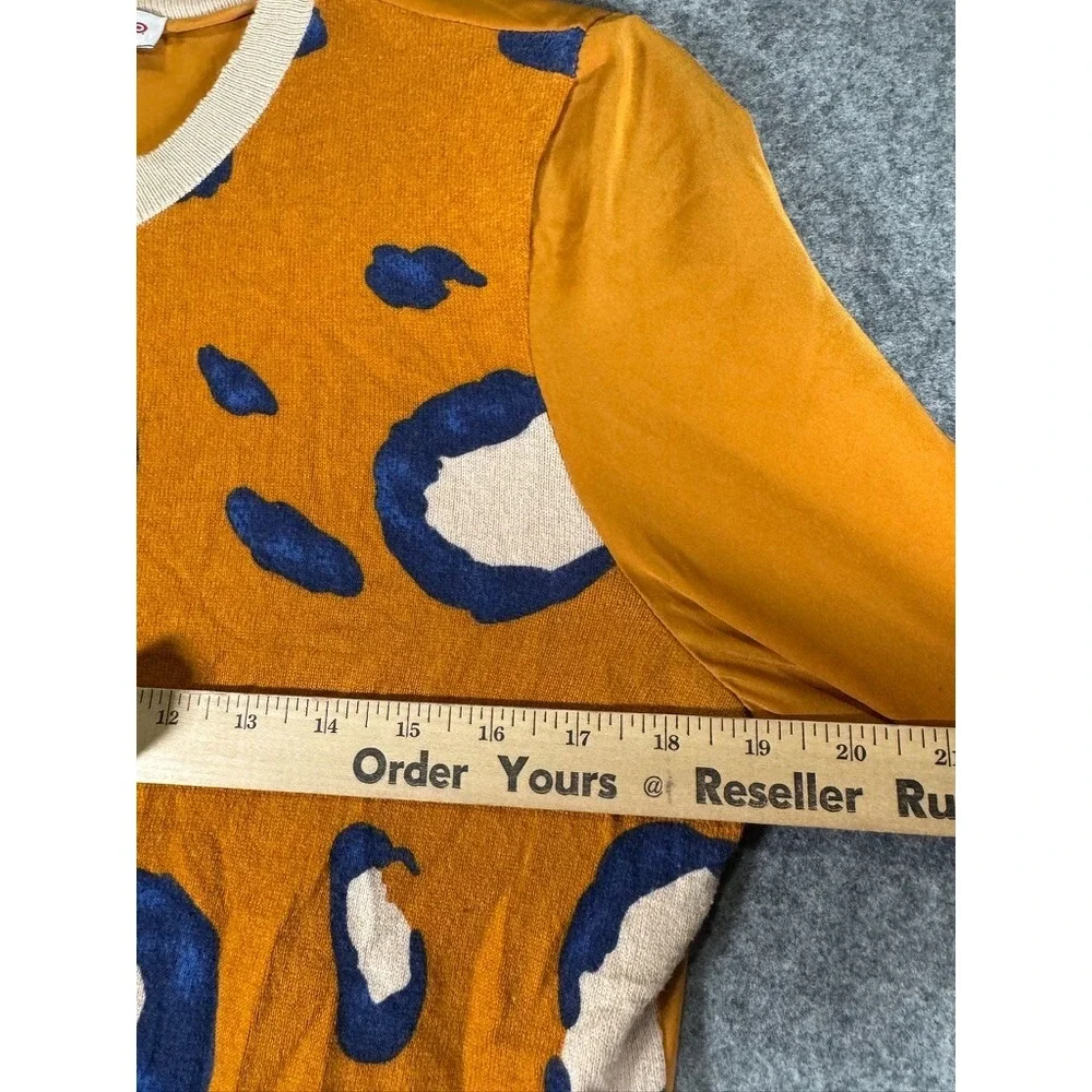 3.1 Phillip Lim‎ Target Womens Mustard Yellow Leopard Mixed Media Sweater Medium